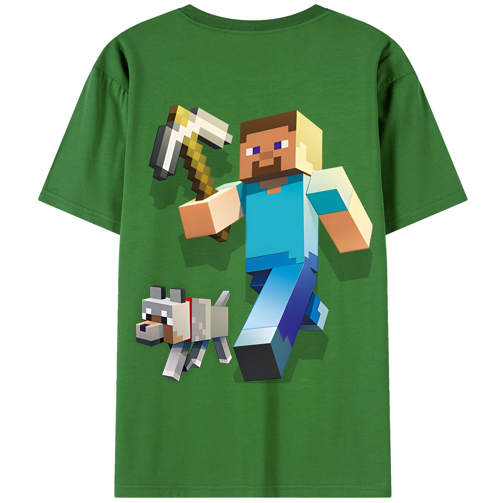 （画像用） マインクラフト ブロックの世界 Minecraft MC Block world レディース半袖Tシャツ(バックプリント)